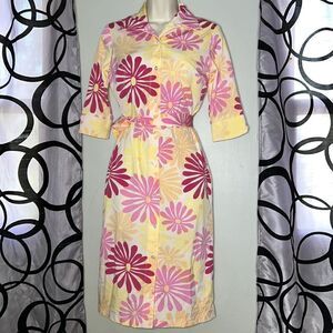 Vintage Melanie Apple Stretch Lycra Flower Power Shirt Dress Size Small